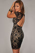 Enticing Lace Surface Backless Bodycon Dress with Lining